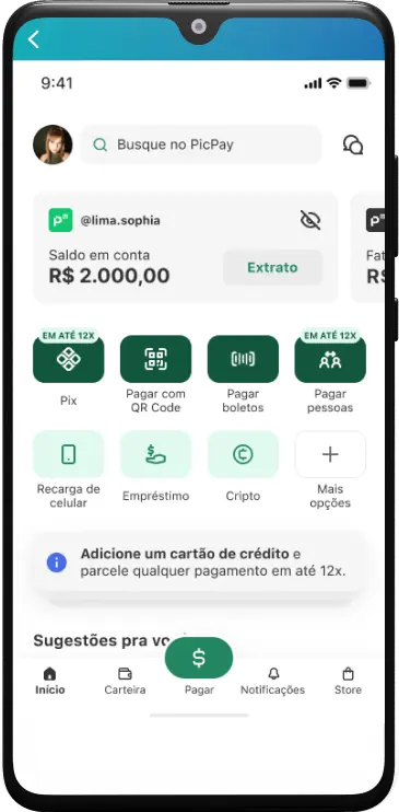 Tela inicial app PicPay